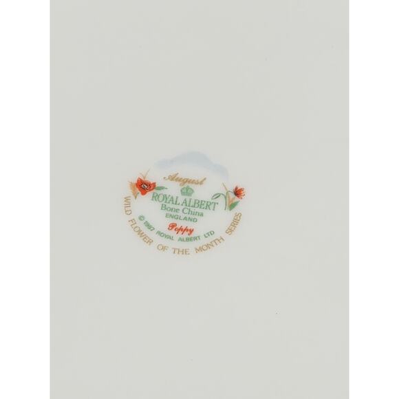Royal Albert August Poppy Wild Flower Year 1987 Bone China 8" Wall Decor England - Picture 10 of 11